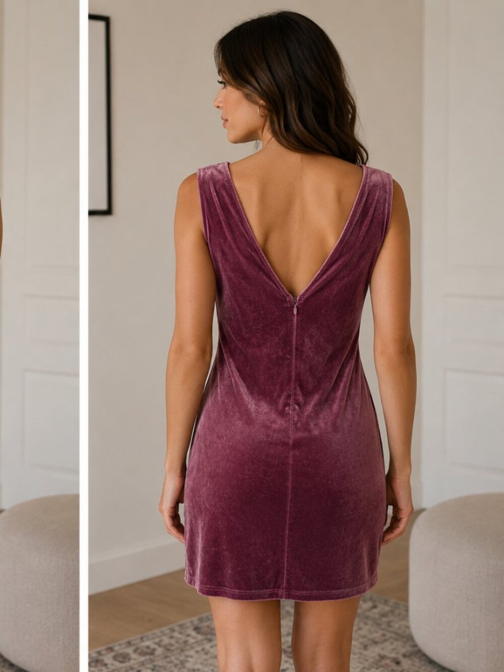 Steve Madden Velvet Mini Dress Burgundy Sleeveless | Soft Stretch Party Dress - Picture 3 of 10